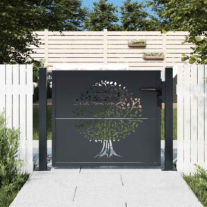 Garden Gate Anthracite 100x100 cm Steel Tree Design