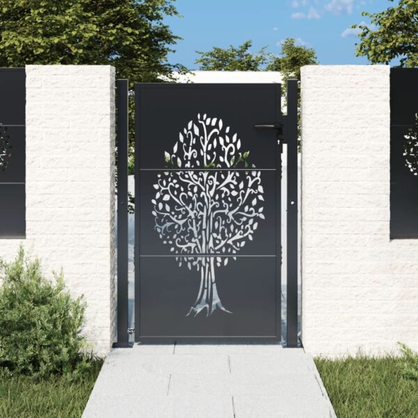 Garden Gate Anthracite 100x125 cm Steel Tree Design