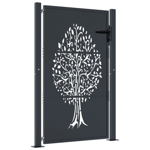 Garden Gate Anthracite 100x150 cm Steel Tree Design