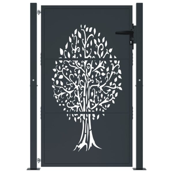 Garden Gate Anthracite 100x150 cm Steel Tree Design