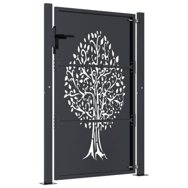 Garden Gate Anthracite 100x150 cm Steel Tree Design