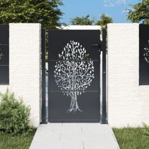 Garden Gate Anthracite 100x150 cm Steel Tree Design