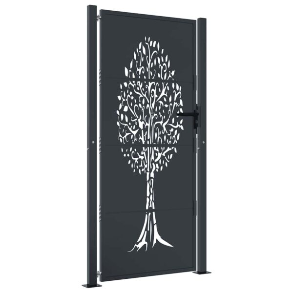 Garden Gate Anthracite 100x175 cm Steel Tree Design