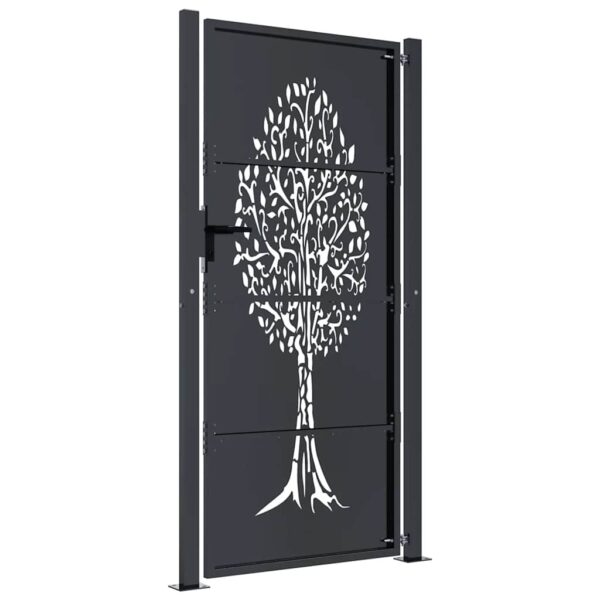 Garden Gate Anthracite 100x175 cm Steel Tree Design