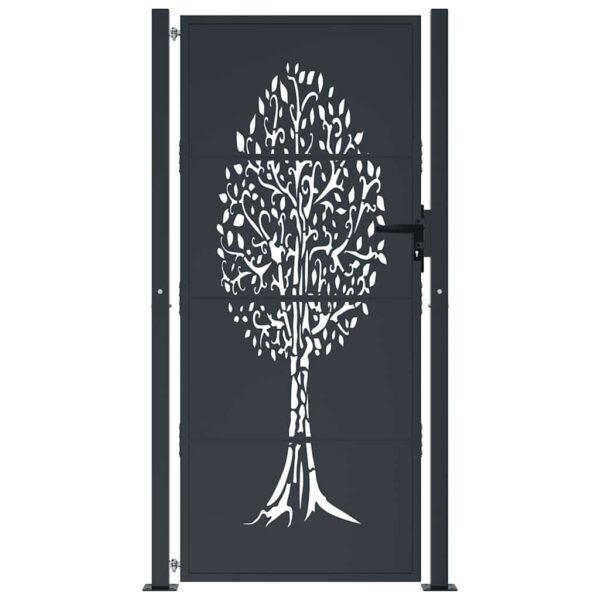 Garden Gate Anthracite 100x200 cm Steel Tree Design