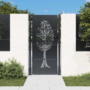 Garden Gate Anthracite 100x200 cm Steel Tree Design