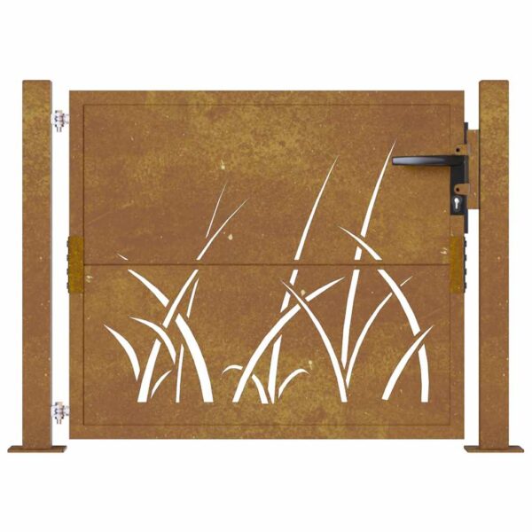 Garden Gate 100x100 cm Corten Steel Grass Design