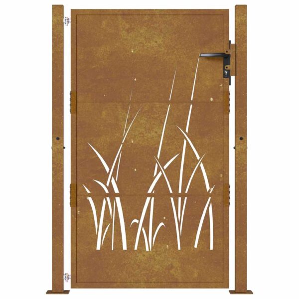Garden Gate 100x125 cm Corten Steel Grass Design
