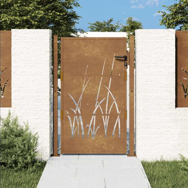 Garden Gate 100x125 cm Corten Steel Grass Design
