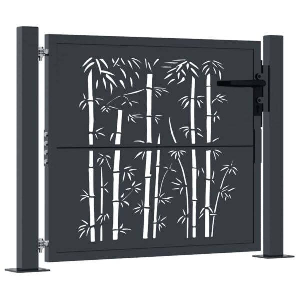 Garden Gate Anthracite 100x75 cm Steel Bamboo Design