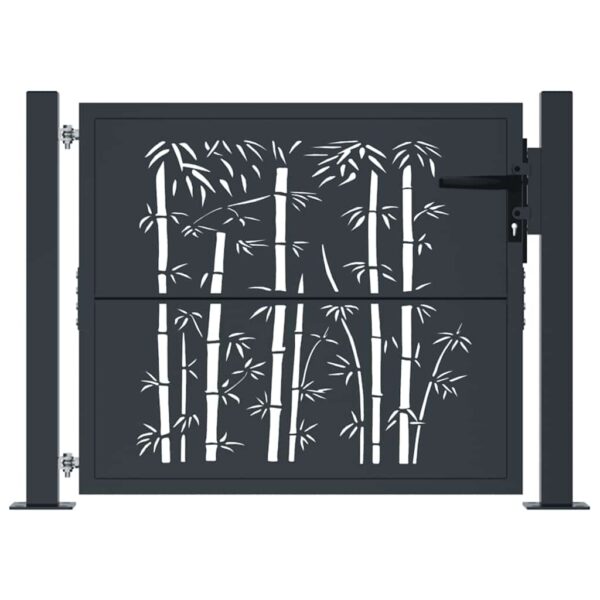 Garden Gate Anthracite 100x75 cm Steel Bamboo Design