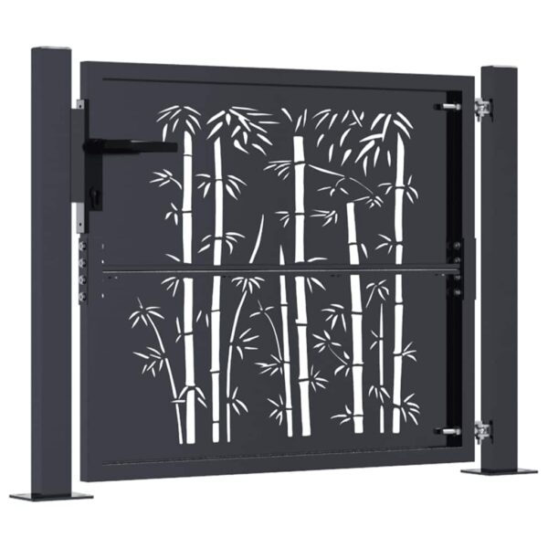Garden Gate Anthracite 100x75 cm Steel Bamboo Design