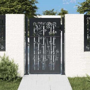 Garden Gate Anthracite 100x150 cm Steel Bamboo Design