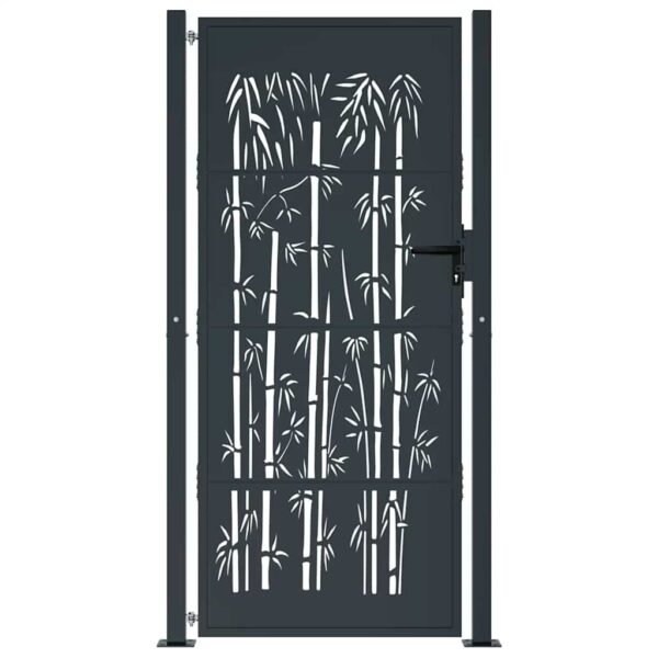Garden Gate Anthracite 100x175 cm Steel Bamboo Design