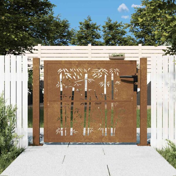 Garden Gate 100x75 cm Corten Steel Bamboo Design