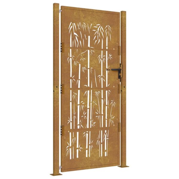 Garden Gate 100x200 cm Corten Steel Bamboo Design