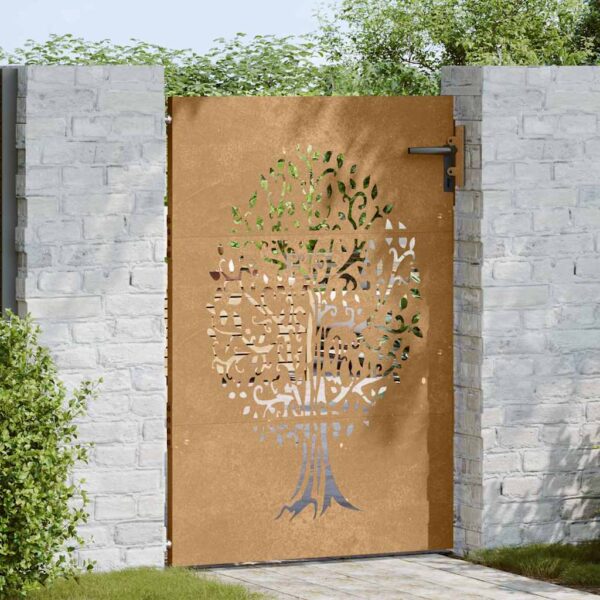 Garden Gate 85x150 cm Corten Steel Tree Design