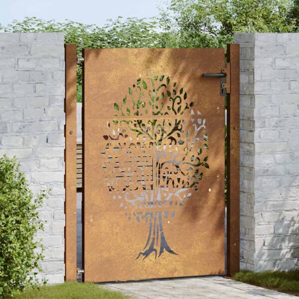 Garden Gate 100x125 cm Corten Steel Tree Design