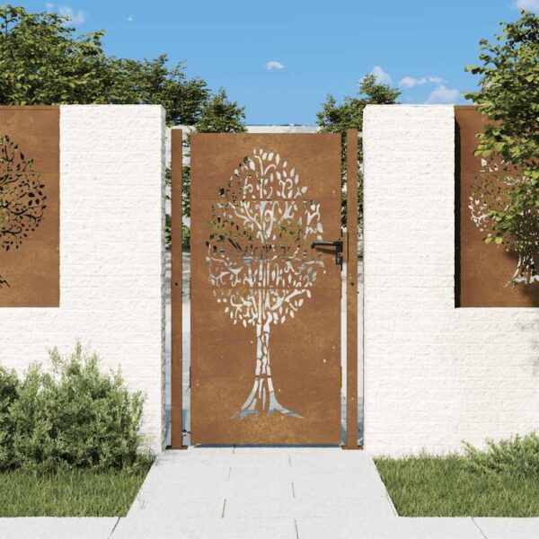 Garden Gate 100x200 cm Corten Steel Tree Design