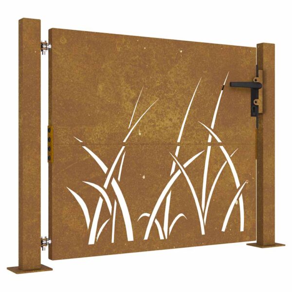 Garden Gate 100x75 cm Corten Steel Grass Design