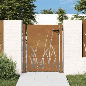 Garden Gate 100x125 cm Corten Steel Grass Design