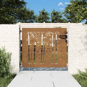 Garden Gate 85x100 cm Corten Steel Bamboo Design