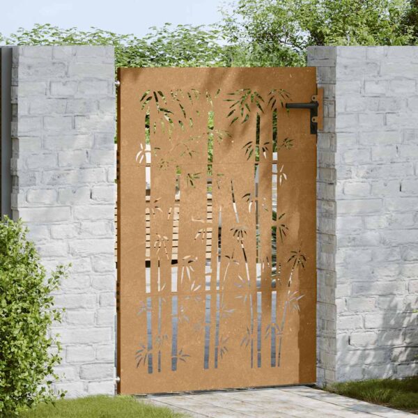 Garden Gate 85x150 cm Corten Steel Bamboo Design