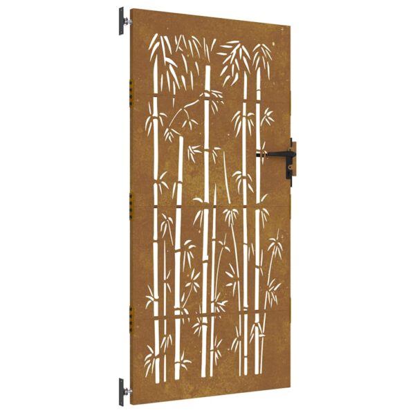 Garden Gate 85x200 cm Corten Steel Bamboo Design