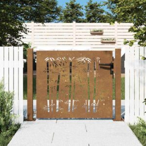 Garden Gate 100x75 cm Corten Steel Bamboo Design