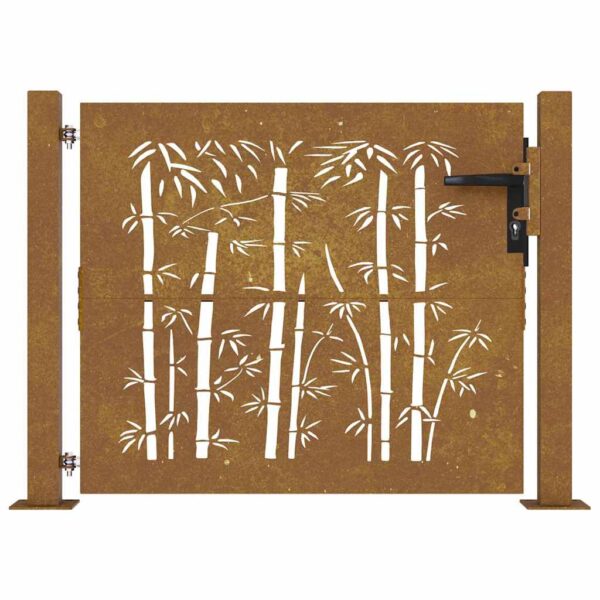 Garden Gate 100x100 cm Corten Steel Bamboo Design
