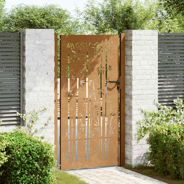 Garden Gate 100x200 cm Corten Steel Bamboo Design