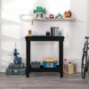 Work Bench Black 80x50x80 cm Solid Wood Pine
