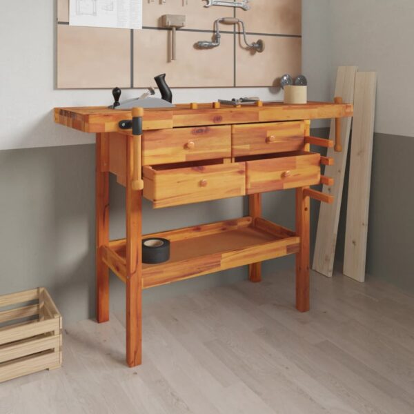 8720845554798_m_en_hd_1.jpg Workbench with Drawers and Vices 124x52x83 cm Solid Wood Acacia