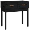 Console Table Black 76.5x40x75 cm Solid Wood Pine