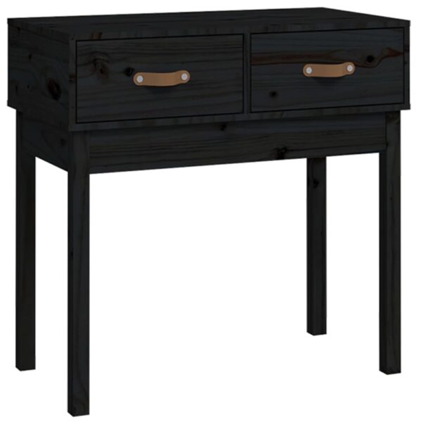 Console Table Black 76.5x40x75 cm Solid Wood Pine
