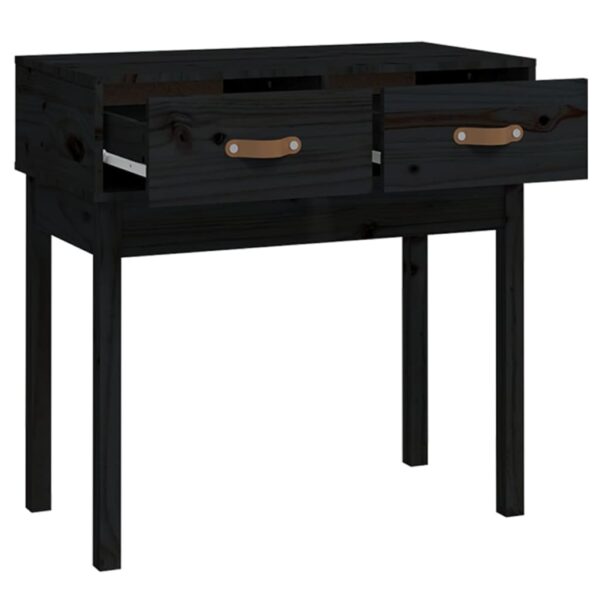Console Table Black 76.5x40x75 cm Solid Wood Pine
