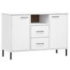 Sideboard with Metal Legs White 113x40x77 cm Solid Wood OSLO
