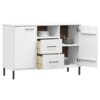 Sideboard with Metal Legs White 113x40x77 cm Solid Wood OSLO