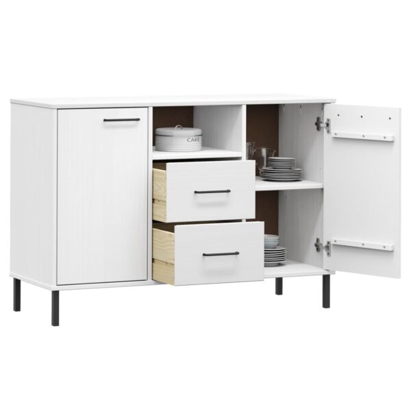 Sideboard with Metal Legs White 113x40x77 cm Solid Wood OSLO