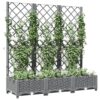 Garden Planter with Trellis Light Grey 120x40x121.5 cm PP