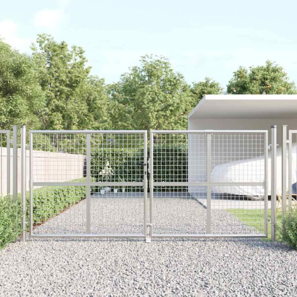 Mesh Garden Gate Silver 300x125 cm Galvanised Steel