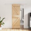 Sliding Door with Hardware Set 70x210 cm Solid Wood Pine