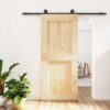 Sliding Door with Hardware Set 90x210 cm Solid Wood Pine