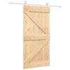 Sliding Door with Hardware Set 100x210 cm Solid Wood Pine