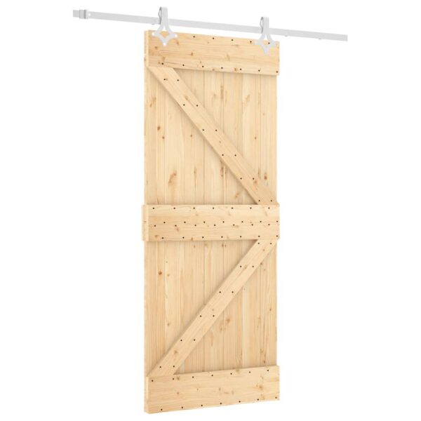 Sliding Door with Hardware Set 85x210 cm Solid Wood Pine