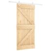 Sliding Door with Hardware Set 90x210 cm Solid Wood Pine