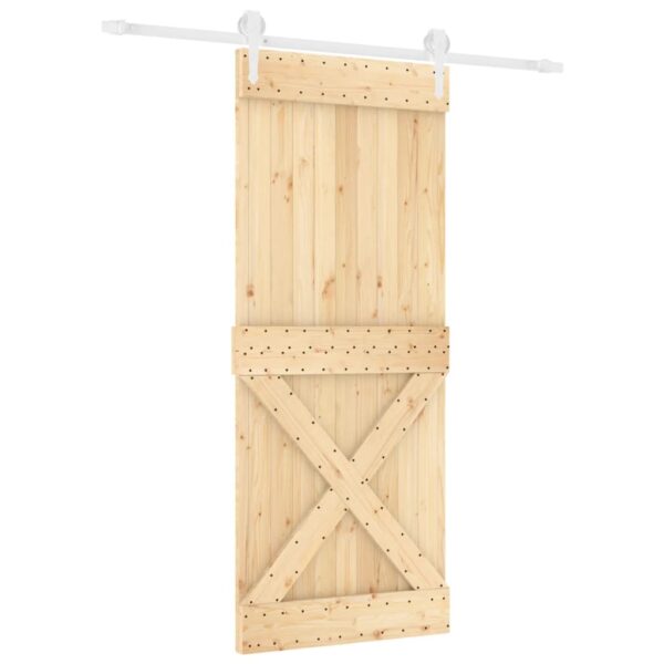 Sliding Door with Hardware Set 85x210 cm Solid Wood Pine