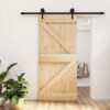 Sliding Door with Hardware Set 95x210 cm Solid Wood Pine