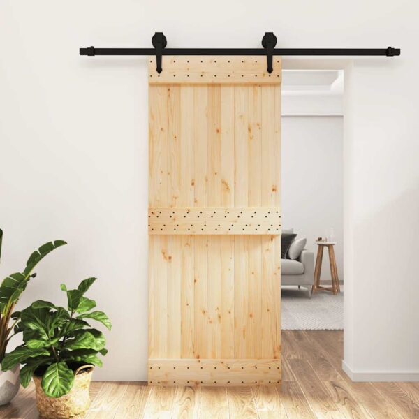 Sliding Door with Hardware Set 85x210 cm Solid Wood Pine