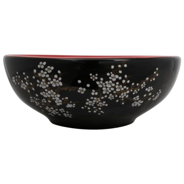 Countertop Basin Black and Red Round Î¦41x14 cm Ceramic